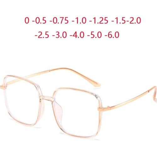 Vintage Square Anti-blue Light Computer Optical Glasses TR90 Myopia Lens Prescription Eyeglasses 0 -0.5 -0.75 -1.0 -1.5 To -6.0