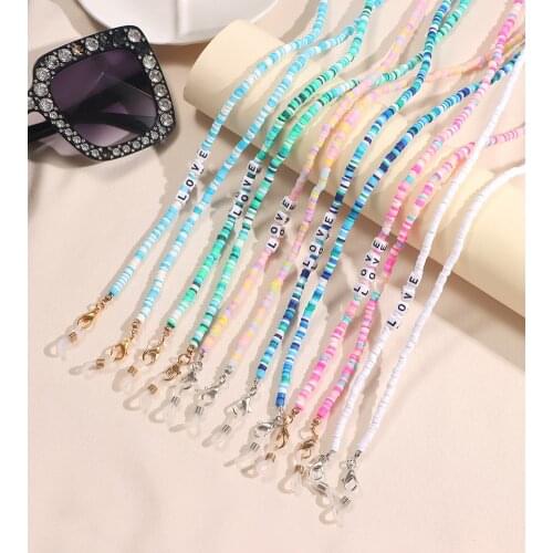Letter Soft Pottery Beaded Face Mask Chain Necklace Anti-skid Glasses Chain Frame Rope Neck Sunglasses Lanyard Women Jewelry
