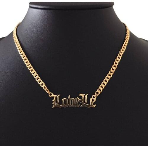 Custom Gothic Old English Nameplate Necklace For Women Stainless Steel Gold Chain Choker Couple Necklaces Men Pretty Gifts