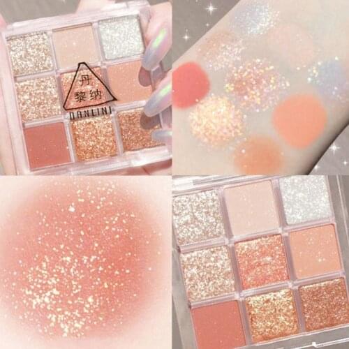 Nine-color Acrylic Eyeshadow Palette Pearlescent Shimmer Matte Earth Color Long Lasting Nine Square Grid Eyeshadow Eyes Makeup