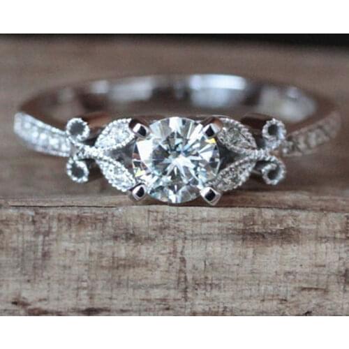 Party pop jewelry leaf pattern zircon female ring engagement wedding ring lover gift girl party charm accessories
