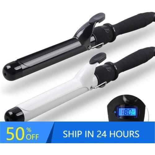 Professional Electric Ceramic Hair Curler LCD Curling Iron Rotating Curls Hair Styling Tool 15#901