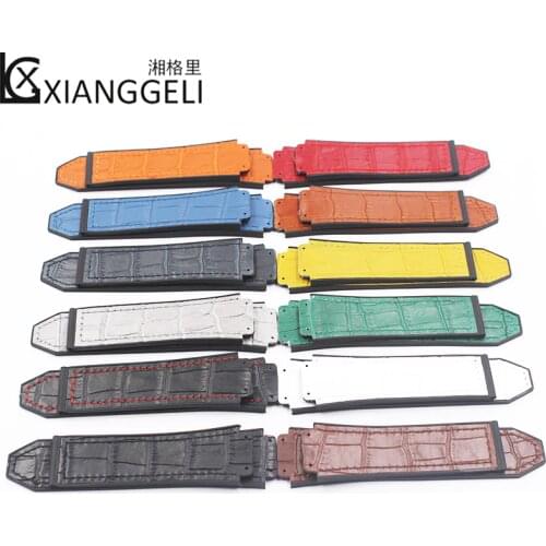 Watch Accessories 19mmx25mm Leather Strap Rubber Strap For Hublot Big Bang Series Fashion Business Mens and Womens Watch Band