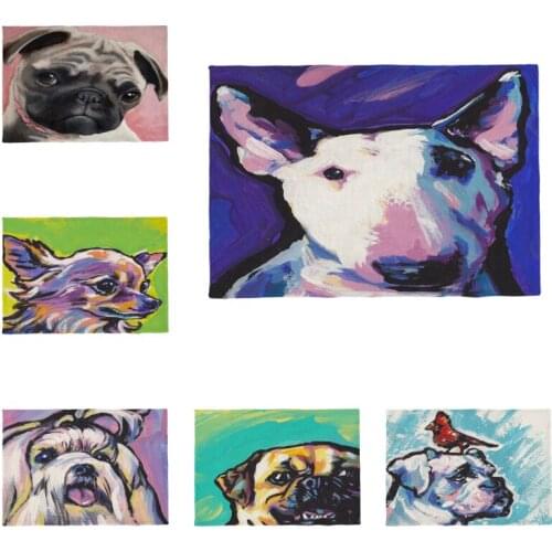 The Hottest Pet Dog Napkin Butterfly Dog ​​Dachshund Red Tutor Bird Kitchen Placemat Coaster Polyester Linen Can Be Customized