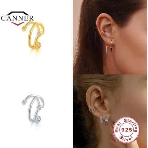 CANNER 1Pc Real 925 Sterling Silver Clip Earrings for Women Ear Cuff Clip on Ear Earring Earcuff Jewelry Gift Pendientes Brincos