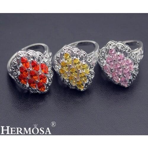 Hermosa 9Pcs Eye Shape Design Kunzite Garnet HotCitrine Lovely Lady Rings Size 9# 7# Free Shipping