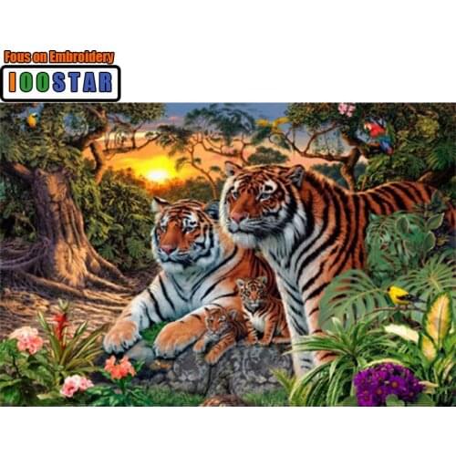 Diy free Shoping Diamond Painting Tiger The King of Forest Household Decoration Canvas Handicraft Fabric Inlaid Fierce