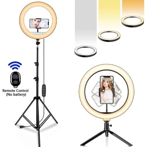 Portable LED Selfie Ring Light Photography Fill Lighting Remote Lamp With Adjustable Tripod & Phone Stand For Tik Tok Video Live