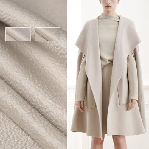Luxurious Quality 155CM Wide 680-700G/M Weight Double-faced Water Wave Warm Cashmere Gray Overcoat Outwear Fabric DE1168