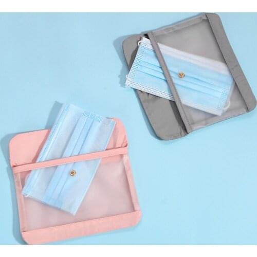 Fabric Transparent Mask Storage Bag Universal Dustproof Mask Pouch Travel Carrying Mask Bag Portable Makeup Organizer Handbag