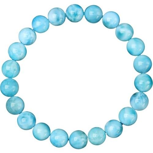 8-12mm Top Natural Blue Larimar Stretch Bracelet For Woman Man