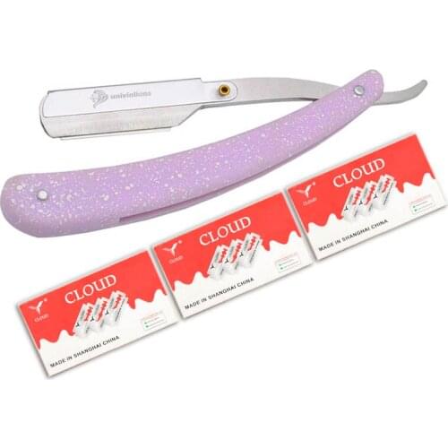 Univinlions ABS plastic soft handle foldable sharp blade razor stick for men women barber shaving knife beard face underarm body