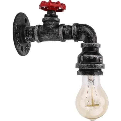 Loft Industrial Iron Water Pipe Wall Lamp Vintage E26/E27 LED Sconce Wall Lights for Living Room Bedside Indoor Fixture Lighting