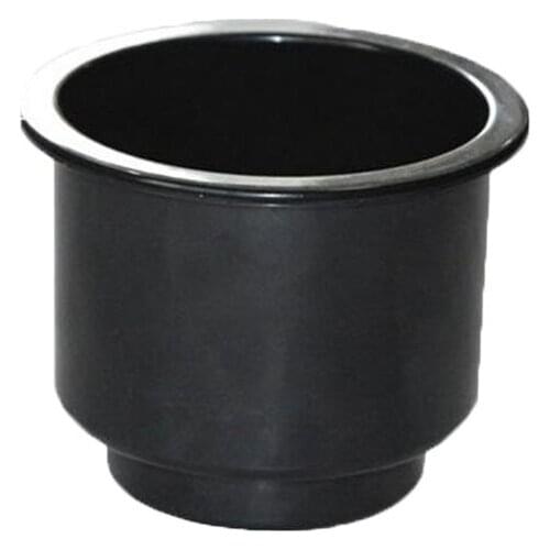 Recessed Drop in Plastic Cup Drink Can Holder with Drain for Boat Car Marine Rv Home Office - Black