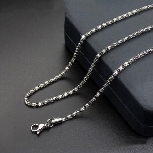 High Quality Stainless Steel Round Box Chain Waterproof Stainless Steel Link Necklace Never Fade Silver Color necklace 50cm