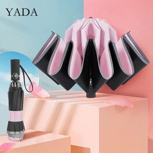 YADA 2020 Ins Business Reflective Stripe 10 bones Automatic Umbrella Rain UV Umbrella For Women Man Windproof Umbrellas YS200152