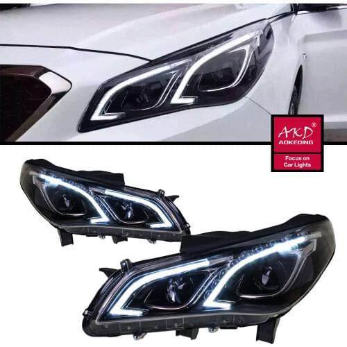 AKD tuning cars Headlight For Hyundai Sonata9 Sonata 9 MK9 2015 Headlights LED DRL Running lights Dual Projector Headlights