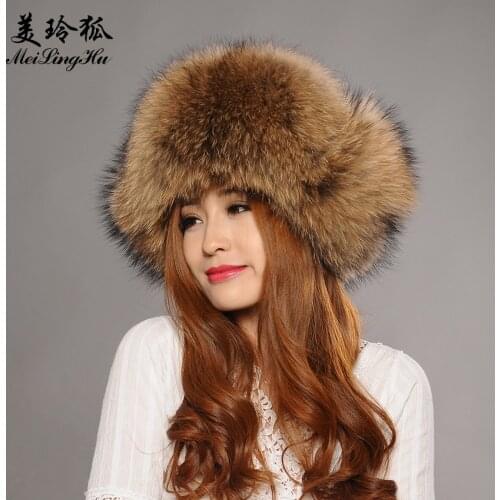 Winter Fur Hat for Men&Women Real Raccoon Fur Hats Fashion Solid High-quality Warm Male Beanies Caps New High-end Women Fur Cap