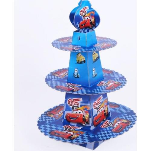 1pcs/set Cartoon Cars Kids Birthday Party Decoration Supplies Cardboard Cupcake Stand 24 Cupcakes