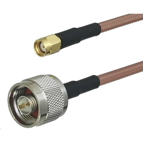 1Pcs RG142 N Male plug to RP-SMA Male Jack Straight Connector RF Coaxial Jumper Pigtail Cable 6inch~10M