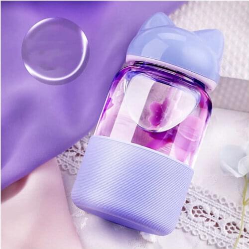 1 Pcs of Fox Ears' Style Glass Water Bottle 200-300 ML