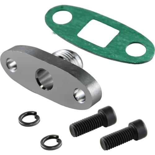 1 Pcs Turbo Oil Drain Outlet Flange Gasket Adapter Kit 10AN Male Fitting T3 T4 Black/Silver