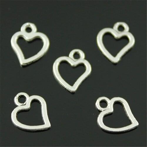 200pcs 10x8mm 2 Colors Mini Heart Charm Cute Heart Charms For Jewelry Making Small Heart Charm