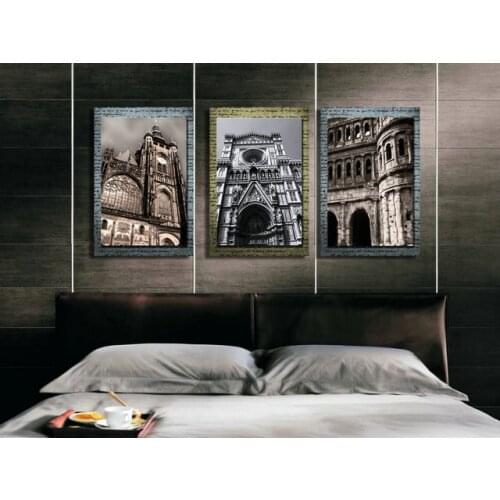 3 Pc Modern Home Decor Abstract Canvas Painting Retro Buildings Cuadros Landscape Pictures Decorative vintage Painting No Frame