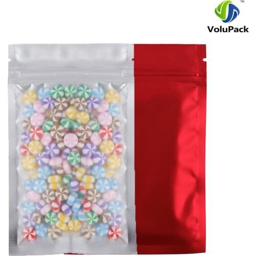 8.5x13cm (3.25x5in) Clear/ Silver/ Red waterproof Heat Sealing Aluminum Foil Mylar Zip Lock Storage Package Bag 100pcs