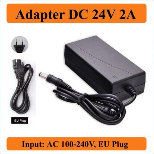 24V 2A EU Plug AC DC Adapter AC 100V-240V Converter to DC 24V 2000mA Power Supply 5.5mm x 2.5mm Charger for Led Strips Light