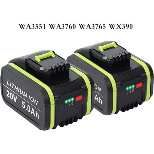 20V 5000mAh WA3551 Replacement Battery Compatible for Worx WA3760 WA3765 WX390 WG329E Power Tools Li-ion Rechargeable Battery