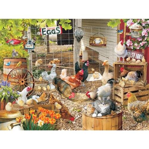 DIY Handmade Diamond Painting Chickens in Chicken House 5D Cross Stitch Animals Diamond Embroidery Rhinestones Home Decor Gift