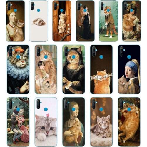 14 Art Cat gift Soft Silicone Tpu Cover phone Case for OPPO A1K A5S A7 AX7 A5 A9 2020 Realme C3 Case