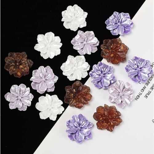 20pcs 24mm Gold Foil Five-petal Flower Resin Arts DIY Craft Supplies Hair Accessories Materials Phone Shell Patches Ornaments