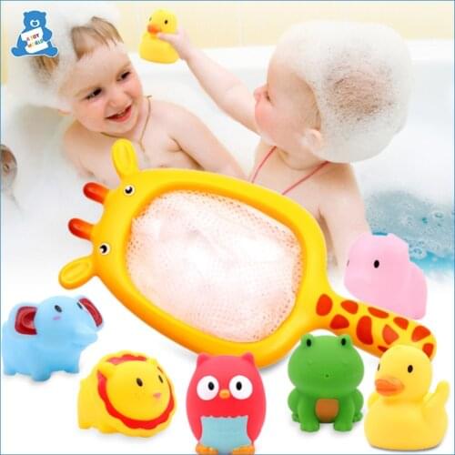 Baby Bath Toys Discolor Octopus Rubber Duck Animal Bath Toys Bathtub Catching Fish Squeeze Spray Water Toy Baby Kids Shower Game