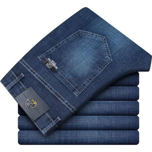 Classic High Quality MenS Stretch Jeans Spring Summer New Business Casual Loose Straigh Pants Male Autumn Brand Denim Trousers