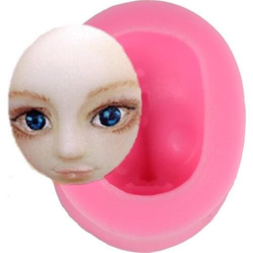 Cute Girl Face Silicone Chocolate Polymer Clay Craft Molds Handmade Craft Dolls Face Mold Sugar Craft Mould Baking Tools H730