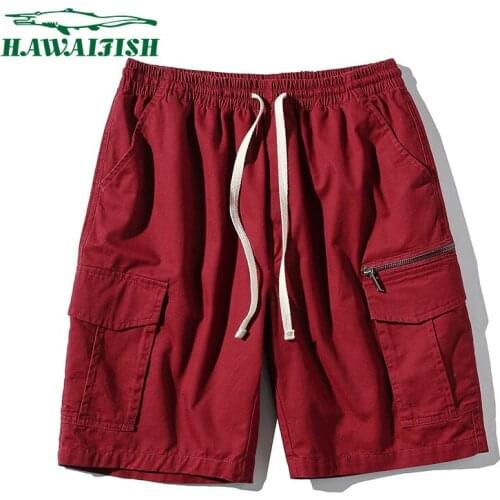 Hawaifish brand cargo shorts men 2021 100% cotton Korean trend loose beach sports casual leisure ins high quality ropa hombre
