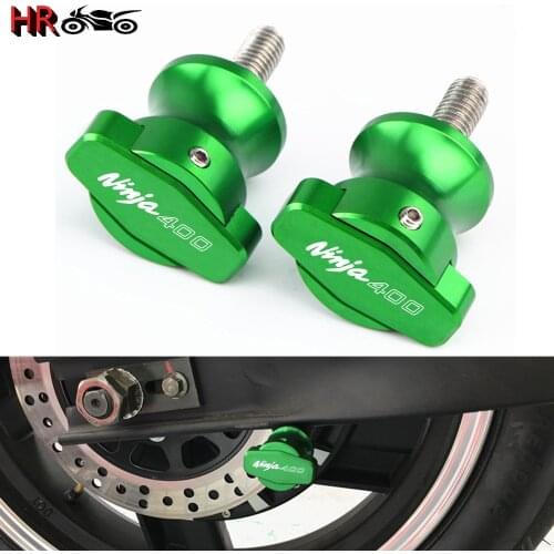 With Logo " Ninja400 " For KAWASAKI NINJA 400 2018-2020 8MM Aluminum Swingarm Spools Slider Motorcycle Stand Screws Accessories