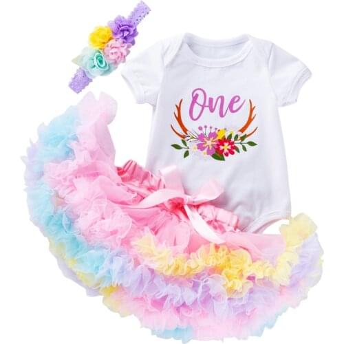 Newborn Infant Baby Girls set Outfits Fashion Short sleeve letter printed Romper bow Skirt Headdress suits