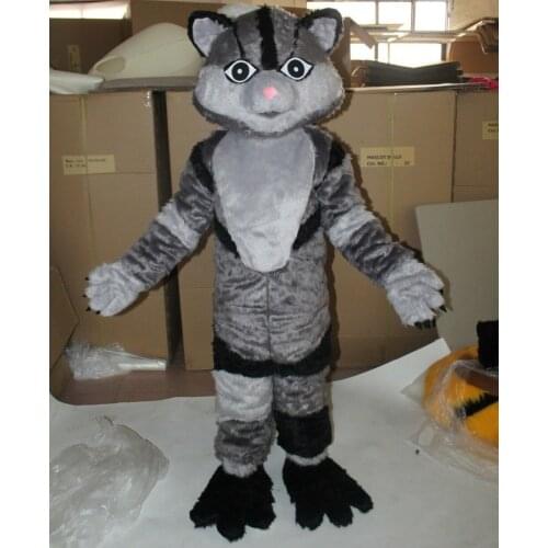 Hot Sale Gray Furry Cat Mascot Costume for Adults To Wear Halloween Party Newly High Quality Cartoon Character Unisex Clothing