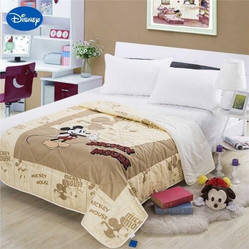 Sweet Mickey Mouse Summer Quilts Comforter Baby Childrens Cotton Bedding Single Twin Queen Size Beige Color Soft Disney Cartoon