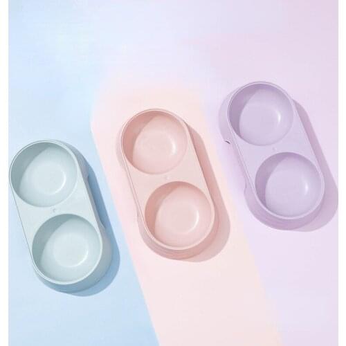 Pet Food Bowl Simple Candy Pet Dog Bowl Cat Double Bowl Water Bowl Food Bowl Non-slip Anti-tipping Water Feeder Cat Supplies