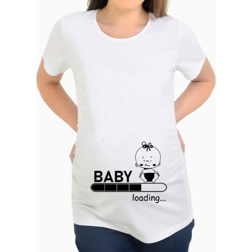 Fashion Women O-Neck Funny Letter Printed Pregnant Maternity Short Sleeve T-shirts Tops Loose Pregnancy Plus Size Mom Clothes#p4