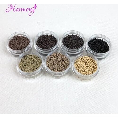 7 Colors 2.5x1.5x1.6mm Copper Micro Nano Beads Nano Rings for Nano-tip Hair Extensions 1000pcs/jar