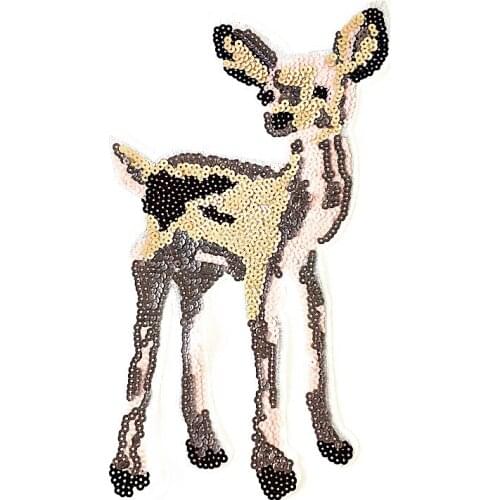Deer Animal Patches For Clothing Luxury Sequins Strange Things Sequined Patch Clothes Stickers Christmas Large Biker Badge