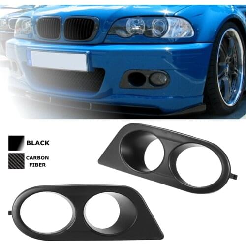A Pair Car Fog Light Covers Surround Air Duct Carbon Fiber Glossy Black Fog Lamp Frame For BMW E46 M3 2001-2006