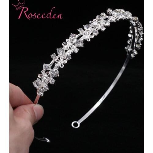 Silver Plated Bridal Wedding Tiara Crown Clear Design Rhinestones Princess Hair Accessories Anniversary Gift Hair Jewelry RE820