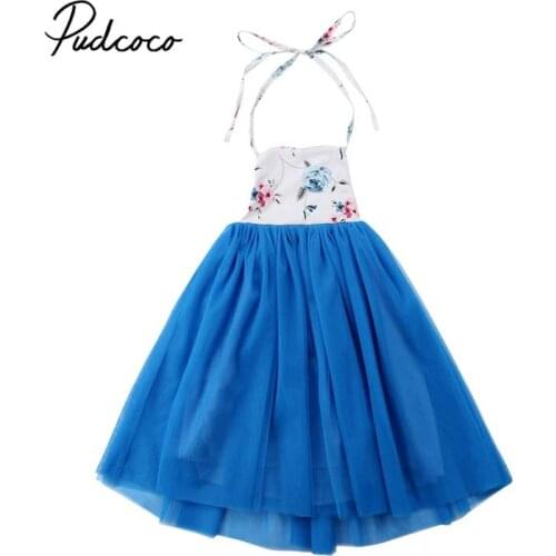 Pudcoco 2018 Toddler Baby Kids Girl Dress Princess Floral Sleeveless Ball Gown Long Dress Party Pageant Tutu Dresses 1-7Y