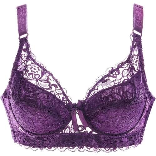 Plus Size Foreign Trade Ultra-Thin Lace Sexy Thin Cotton Cup Plump Big Push Up Bra Bralette Encaje Sexy Bra Modis Lingerie 105CD